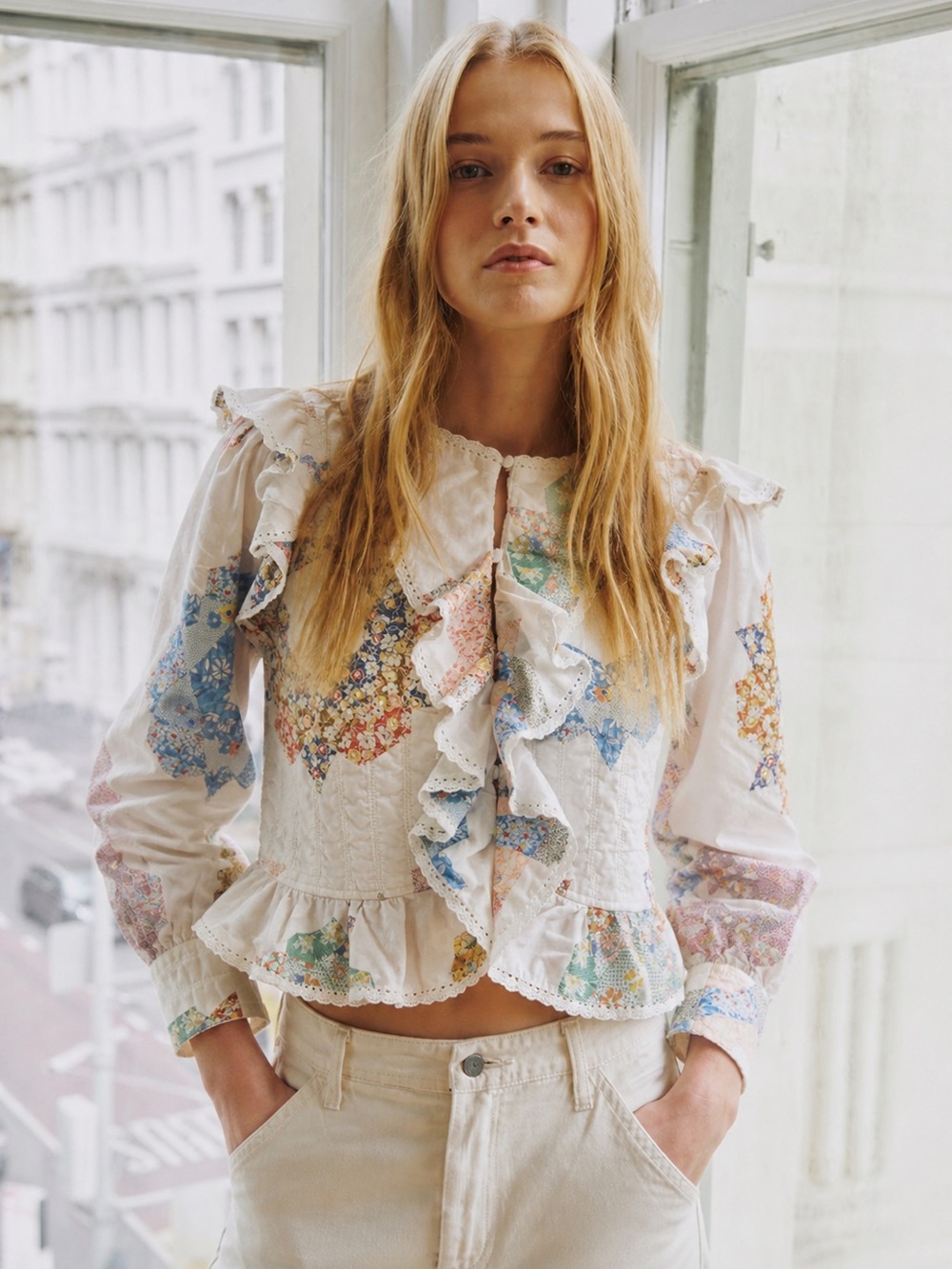 SÉZANE x SEA NY Axel Quin Patchwork Blouse Jacket 4
